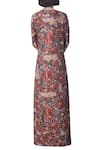 Shop_SAKSHAM & NEHARICKA_Red Chanderi V Neck Maxi Dress  _at_Aza_Fashions