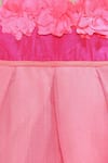 Pinkcow designs pvt ltd_Pink Silk Fabric Flowers Flared Dress _Online_at_Aza_Fashions