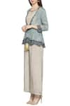 Soup by Sougat Paul_Beige Cotton Jumpsuit Round With Printed Jacket _Online_at_Aza_Fashions