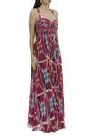 Buy_Saaksha & Kinni_Multi Color Chiffon Ikat Print Maxi Dress_Online_at_Aza_Fashions