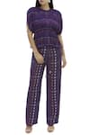 Buy_Saaksha & Kinni_Purple Satin Printed Trouser _at_Aza_Fashions