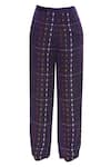 Shop_Saaksha & Kinni_Purple Satin Printed Trouser _at_Aza_Fashions