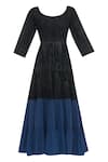 Shop_Ka-Sha_Black Muslin Cotton Striped Tiered Dress_Online_at_Aza_Fashions