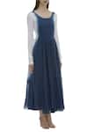 Ka-Sha_Blue Mul Dyed Dress_Online_at_Aza_Fashions
