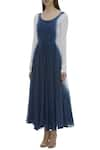 Buy_Ka-Sha_Blue Mul Round Neck Dyed Dress  _Online_at_Aza_Fashions