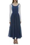 Shop_Ka-Sha_Blue Mul Dyed Dress_Online_at_Aza_Fashions