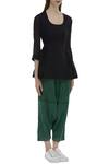 Ka-Sha_Black Mul Flared Top_Online_at_Aza_Fashions