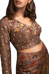 Buy_Drishti & Zahabia_Brown Silk Embroidered Crop Top Sharara Set_Online_at_Aza_Fashions