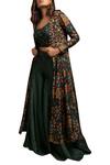 Buy_Drishti & Zahabia_Green Silk Printed Crop Top Jacket Set_at_Aza_Fashions