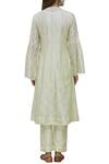 Shop_Neeta Bhargava_White Cotton Silk Inner Round Neckline, Kurta Hand Painted And Pant Set _at_Aza_Fashions