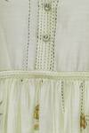 Neeta Bhargava_White Cotton Silk Inner Round Neckline, Kurta Hand Painted And Pant Set _at_Aza_Fashions