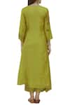 Shop_Neeta Bhargava_Green Cotton Silk Inner Round Neckline, Kurta Hand Painted Set _at_Aza_Fashions