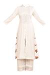 Shop_Khwaab by Sanjana Lakhani_Off White Linenpant Embroidered Kurta Set_Online_at_Aza_Fashions