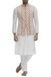 Buy_Aryavir Malhotra_Peach Cotton Silk Bundi And Kurta Set_at_Aza_Fashions
