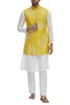 Buy_Aryavir Malhotra_White Dupion Silk Embroidered Bundi And Kurta Set_at_Aza_Fashions