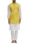 Aryavir Malhotra_White Dupion Silk Embroidered Bundi And Kurta Set_Online_at_Aza_Fashions