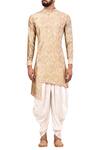 Shop_Arihant Rai Sinha_Beige Silk Jacquard Kurta Set _Online_at_Aza_Fashions