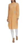 Buy_Sahil Kochhar_Orange Cotton Band Collar Embellished Kurta  _at_Aza_Fashions