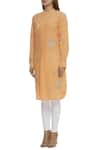 Buy_Sahil Kochhar_Orange Cotton Band Collar Embellished Kurta  _Online_at_Aza_Fashions