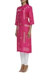 Buy_Sahil Kochhar_Pink Dupion Band Collar Embroidered Kurta  _Online_at_Aza_Fashions