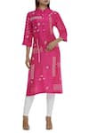 Buy_Sahil Kochhar_Pink Dupion Band Collar Embroidered Kurta  _at_Aza_Fashions