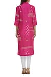 Shop_Sahil Kochhar_Pink Dupion Band Collar Embroidered Kurta  _at_Aza_Fashions