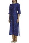 Buy_Sahil Kochhar_Blue Chanderi Round Embellished Kurta _Online_at_Aza_Fashions