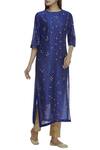 Buy_Sahil Kochhar_Blue Chanderi Round Embellished Kurta _at_Aza_Fashions
