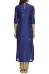 Shop_Sahil Kochhar_Blue Chanderi Round Embellished Kurta _at_Aza_Fashions