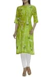 Buy_Sahil Kochhar_Green Chanderi Round Embroidered Kurta  _at_Aza_Fashions