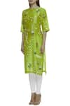 Buy_Sahil Kochhar_Green Chanderi Round Embroidered Kurta  _Online_at_Aza_Fashions