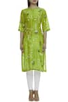 Shop_Sahil Kochhar_Green Chanderi Round Embroidered Kurta  _Online_at_Aza_Fashions