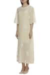 Buy_Sahil Kochhar_Beige Viscose Voil Round Embroidered Long Kurta  _Online_at_Aza_Fashions