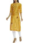 Buy_Sahil Kochhar_Yellow Chanderi Round Embroidered Kurta  _at_Aza_Fashions