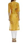 Shop_Sahil Kochhar_Yellow Chanderi Round Embroidered Kurta  _at_Aza_Fashions