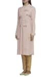 Buy_Sahil Kochhar_Pink Viscose Crepe Stand Collar Embellished Kurta  _Online_at_Aza_Fashions