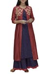 Buy_Samyukta Singhania_Blue Silk Chanderi Embroidered Jacket With Kurta And Palazzo_at_Aza_Fashions