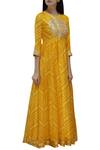 Buy_Samyukta Singhania_Yellow Silk Leheriya Anarkali Kurta_at_Aza_Fashions