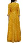 Shop_Samyukta Singhania_Yellow Silk Leheriya Anarkali Kurta_at_Aza_Fashions