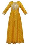 Shop_Samyukta Singhania_Yellow Silk Leheriya Anarkali Kurta_Online_at_Aza_Fashions