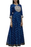 Buy_Samyukta Singhania_Blue Silk Leheriya Anarkali Kurta_at_Aza_Fashions