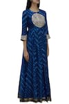 Samyukta Singhania_Blue Silk Leheriya Anarkali Kurta_Online_at_Aza_Fashions