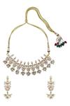 Shop_Nepra By Neha Goel_Gold Plated Bead Stone Choker Set_at_Aza_Fashions