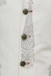 Gaurav Katta_White Cotton Canvas Handblock Print Sherwani_at_Aza_Fashions