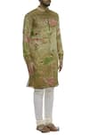 Gaurav Katta_Beige Silk Printed Kurta _Online_at_Aza_Fashions