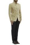 Gaurav Katta_Beige Velvet Jacket_Online_at_Aza_Fashions