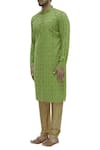 Buy_Gaurav Katta_Green Moonga Silk Woven Kurta _Online_at_Aza_Fashions