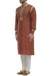 Buy_Gaurav Katta_Red Cotton Silk Embroidered Kurta _Online_at_Aza_Fashions