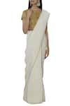 Buy_Anavila_White Handloom Linen Saree_at_Aza_Fashions