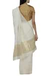 Shop_Anavila_White Handloom Linen Saree_at_Aza_Fashions